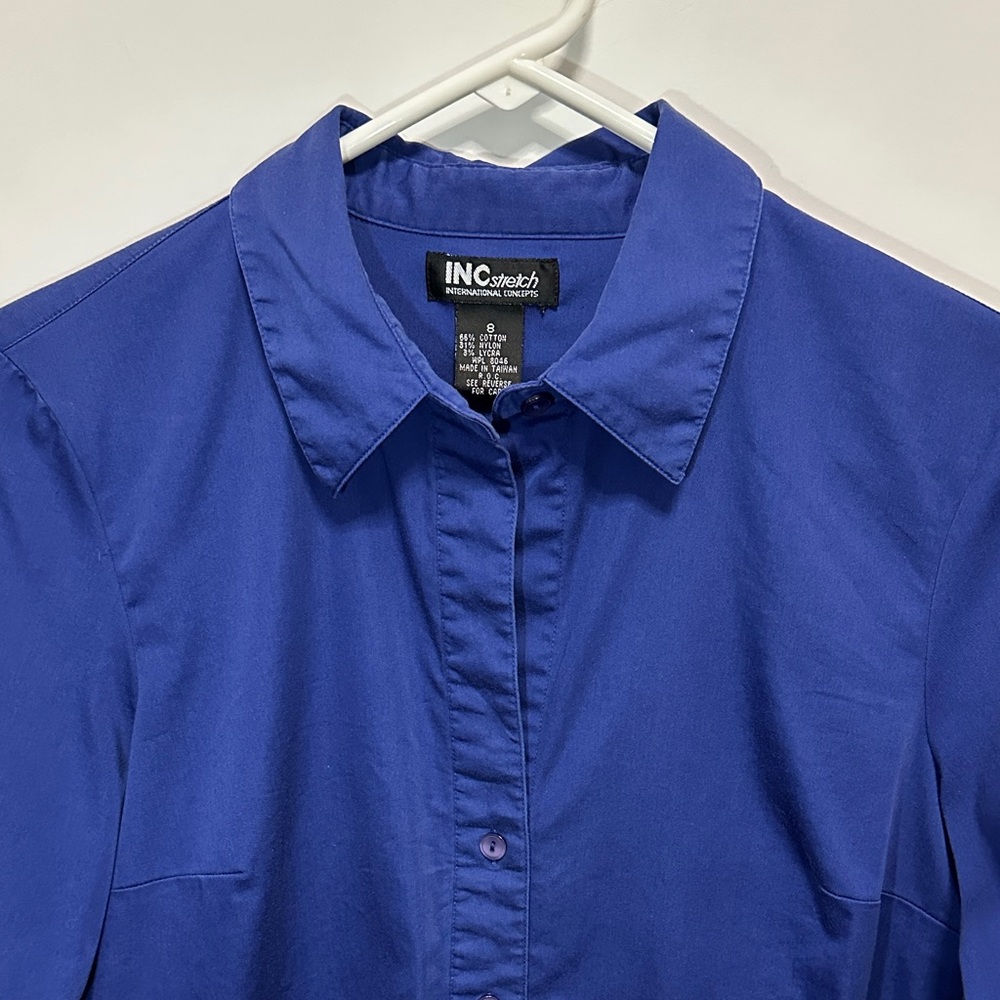 INC International Concepts Royal Blue Stretch Shirt. Size 8